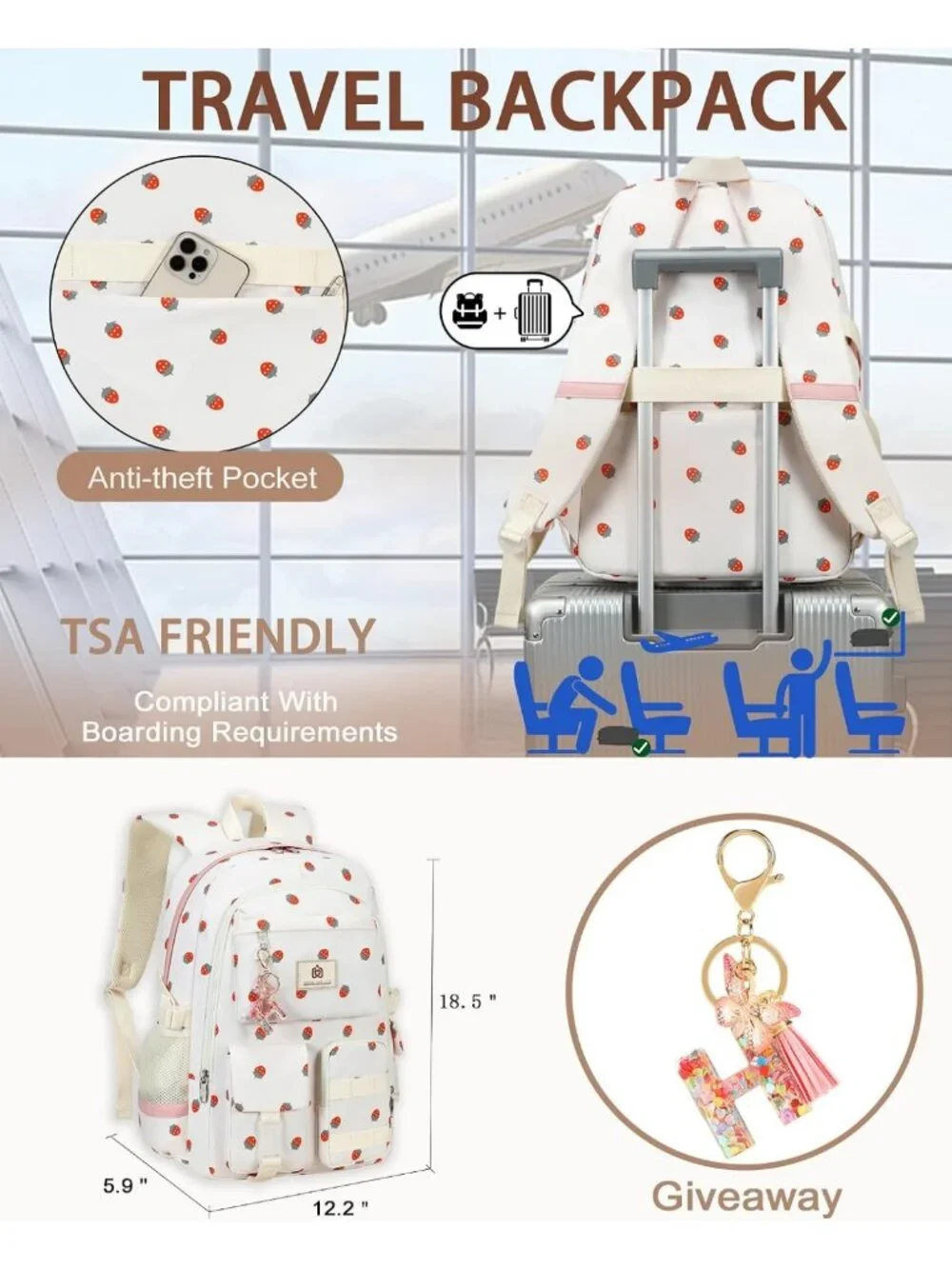 Cute Laptop Backpack for Teen Girls & Women, 15.6